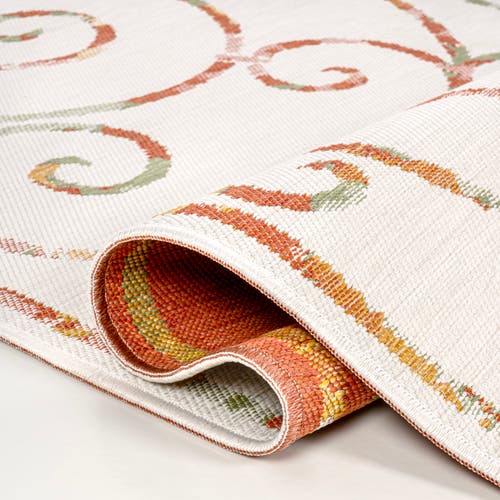Jonathan Y Danae Classic Cottage Filigree Scroll Reversible Machine-washable Indoor/outdoor Area Rug In Cream/terra