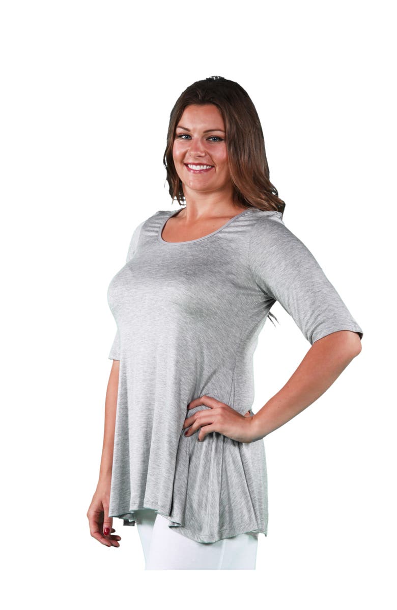 24seven Comfort Apparel Elbow Swing Tunic Top, Alternate, color, Heather