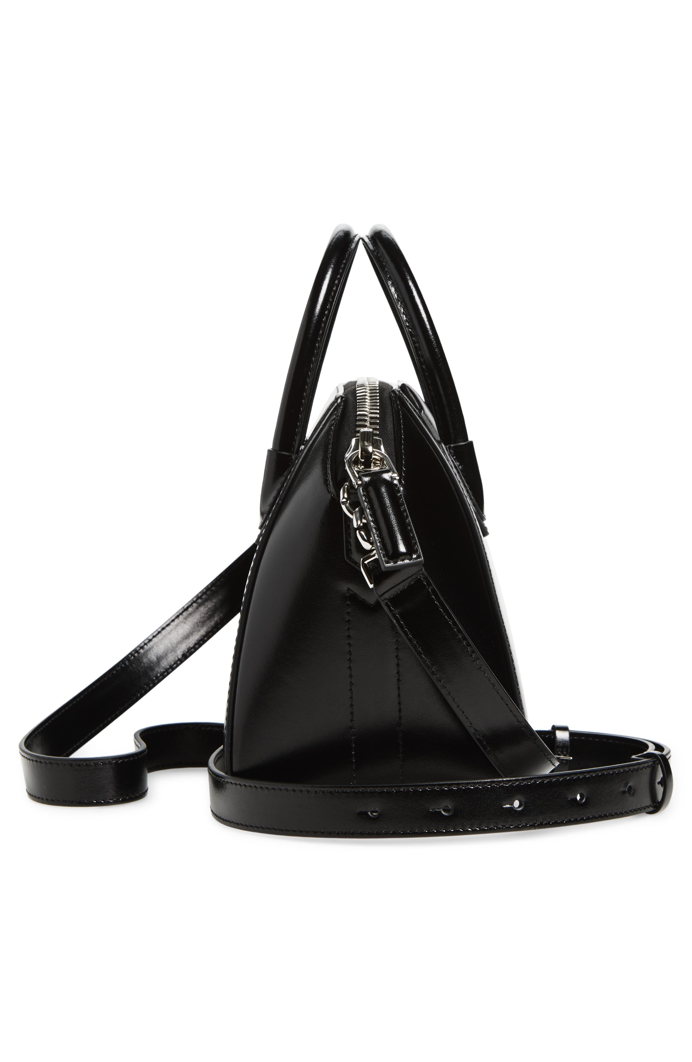 Givenchy Mini Antigona Leather Satchel, Alternate, color, Black