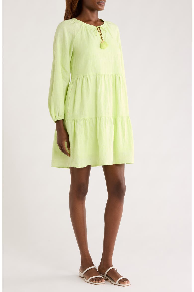 Coastalina Long Sleeve Tiered Minidress, Alternate, color, ENERGY