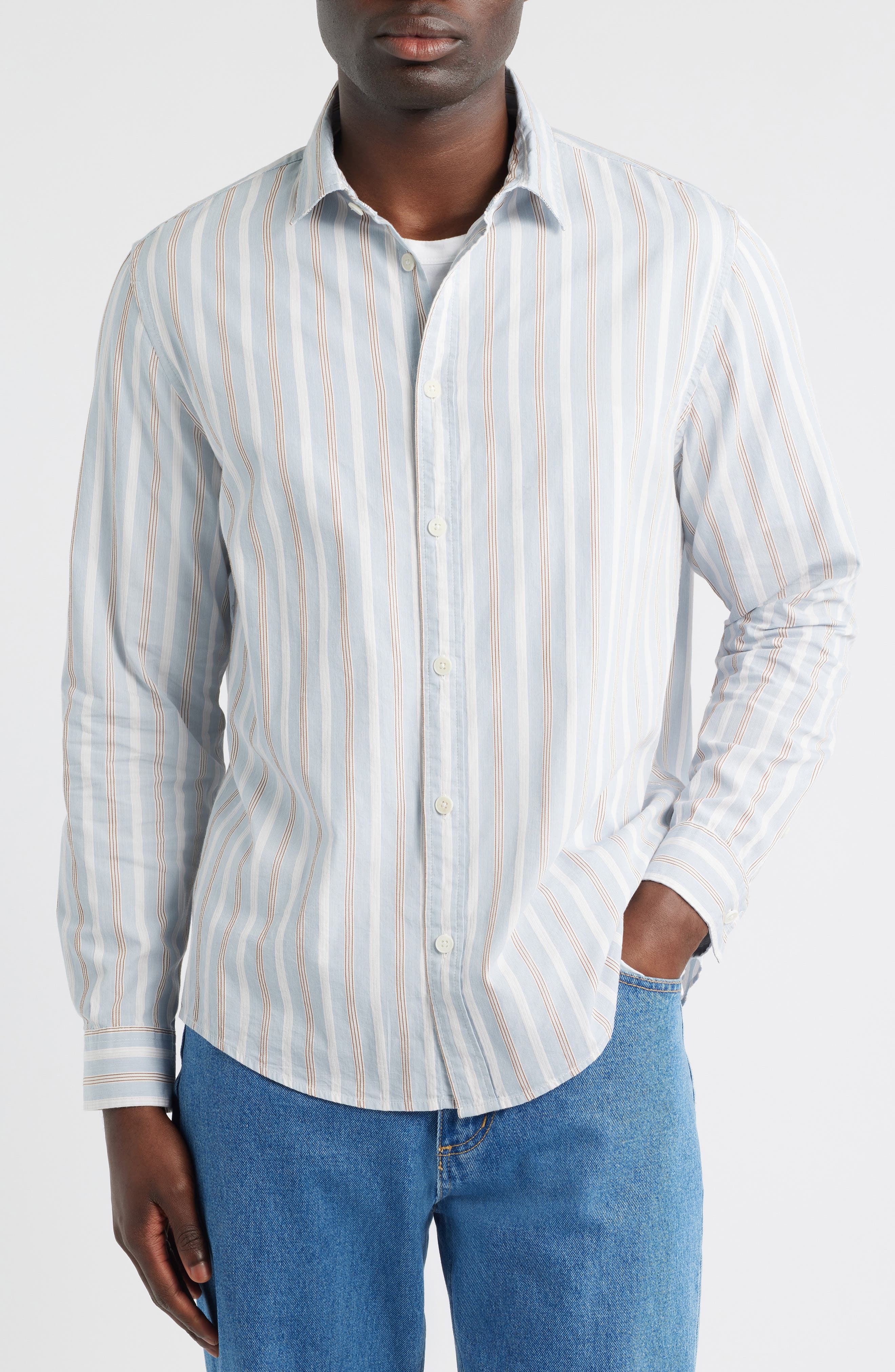 Wax London Shelly Stripe Cotton Poplin Button-Up Shirt (Men ...