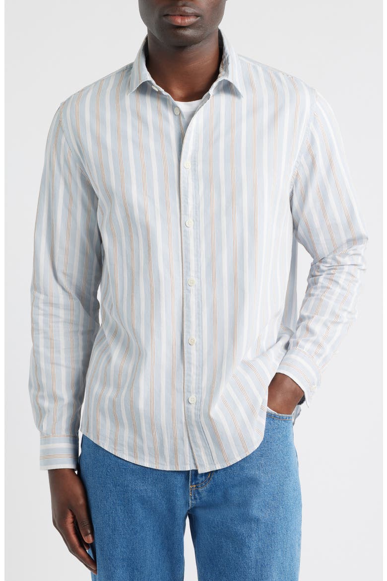 Shelly Stripe Cotton Poplin Button-Up Shirt, Alternate, color, LIGHT BLUE