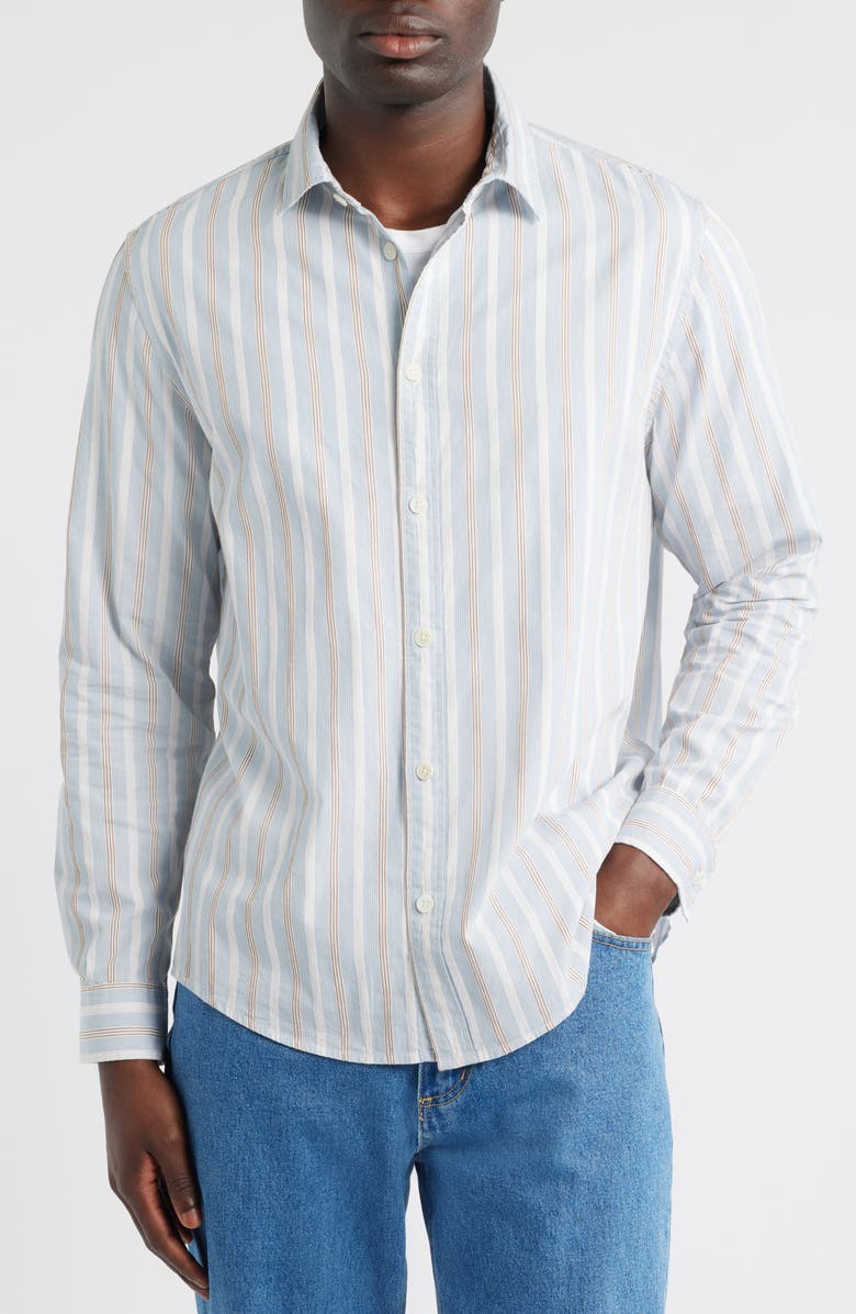 Wax London Shelly Stripe Cotton Poplin Button-Up Shirt, Alternate, color, Light Blue