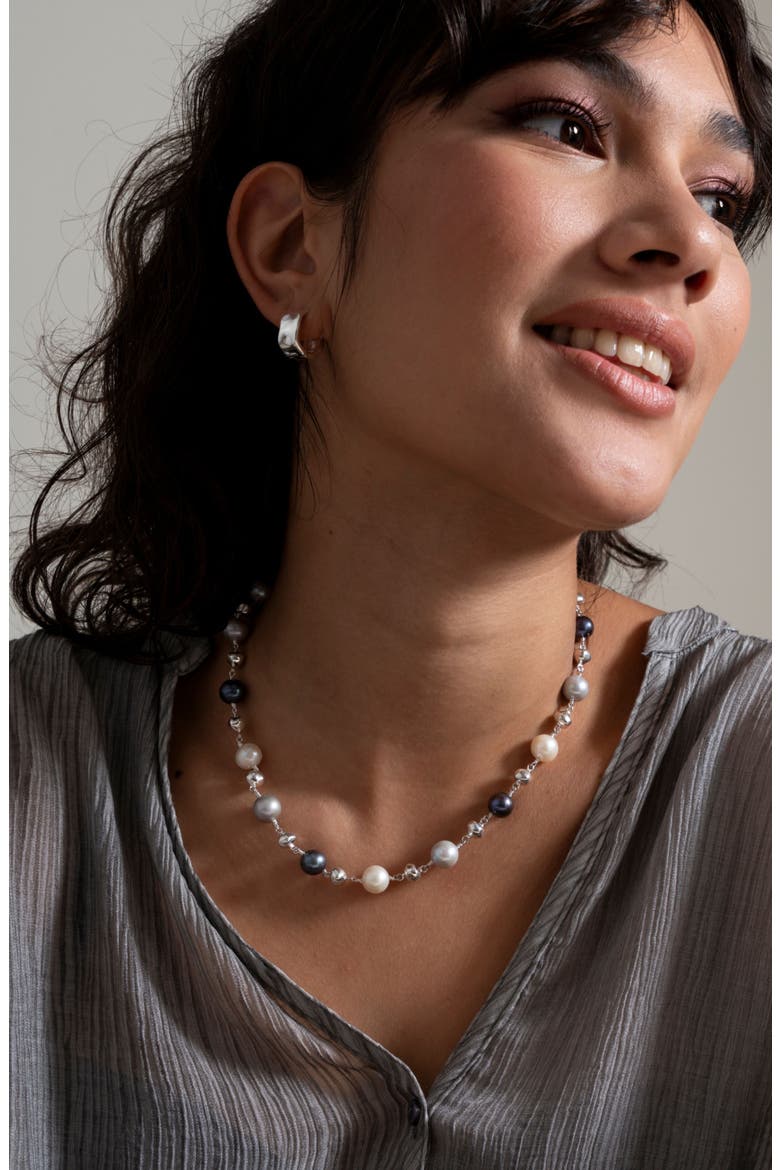 Nugget & Mixed Freshwater Pearl Necklace, Alternate, color, Sterling Silver