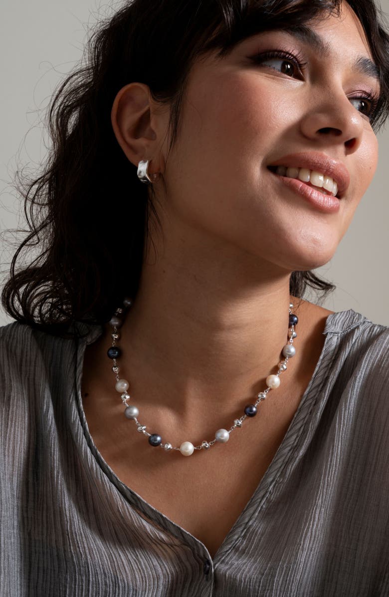 Dower & Hall Nugget & Mixed Freshwater Pearl Necklace, Alternate, color, Sterling Silver