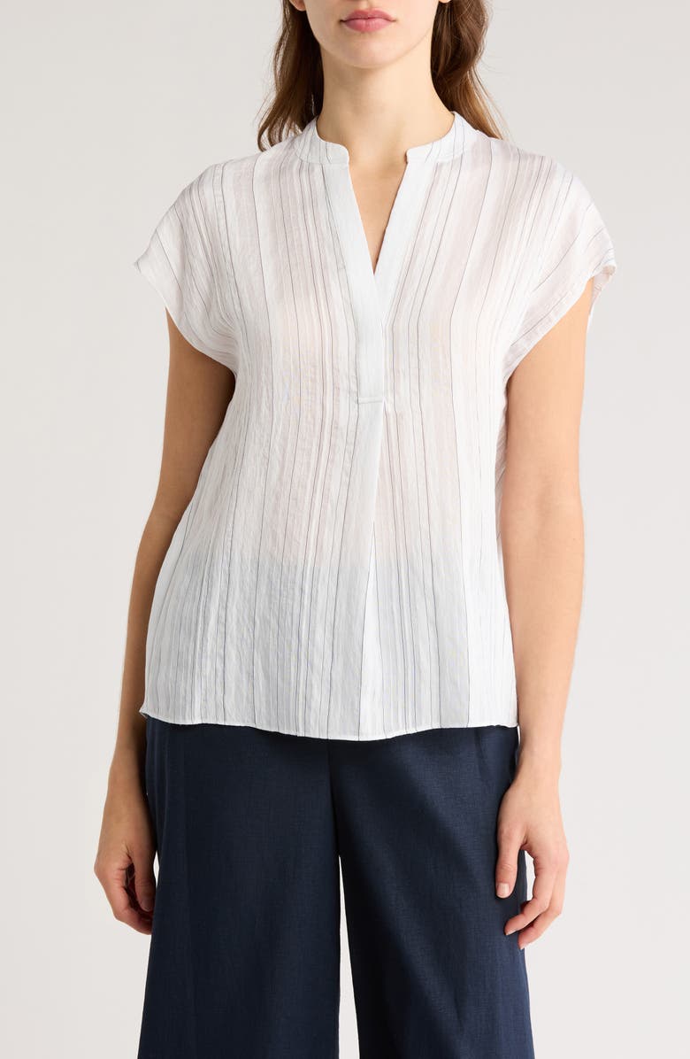 Vince Split Neck Dolman Sleeve Top, Main, color, Optic White/ Coastal