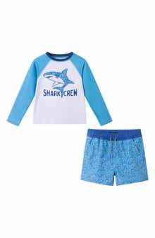 Andy & Evan Kids' Sailboat Long Sleeve Two-Piece Rashguard Swimsuit