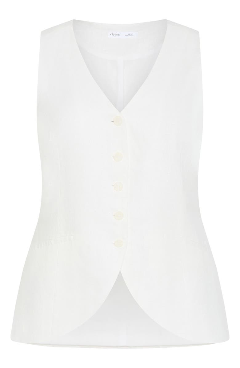 City Chic Devienne Linen Blend Vest, Alternate, color, Ivory