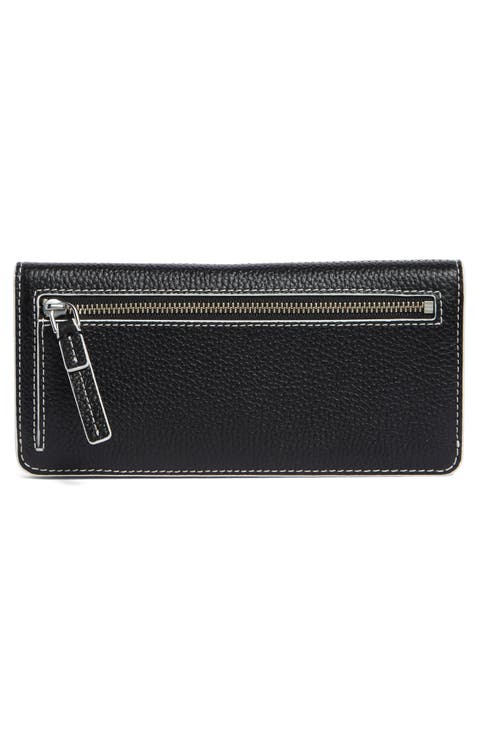 Pebbled Leather Open Face Wallet