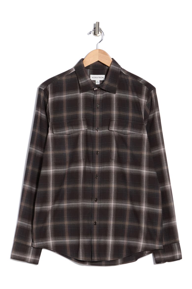 Flannel Shirt, Alternate, color, BROWN MINERAL PLAID