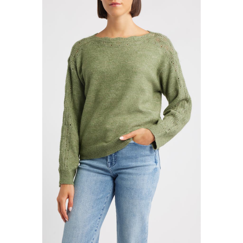 Wit & Wisdom Boat Neck Sweater In Green
