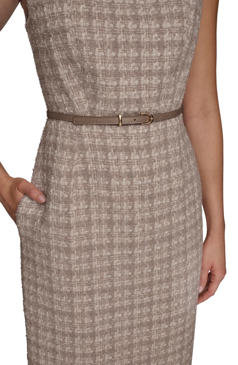 Donna Karan New York Sleeveless Tweed Midi Dress, Alternate, color, Taupe Mult