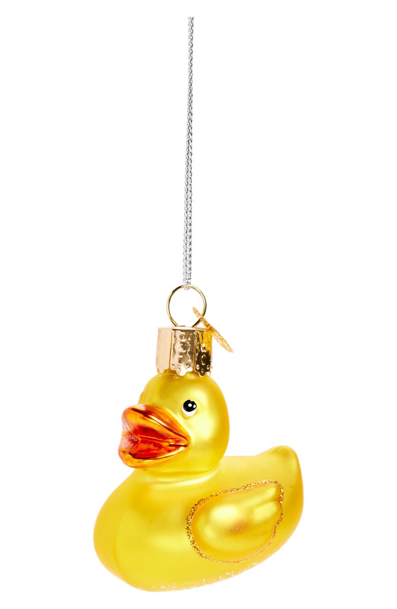 Old World Christmas Rubber Ducky Glass Ornament, Main, color, Yellow/ Orange