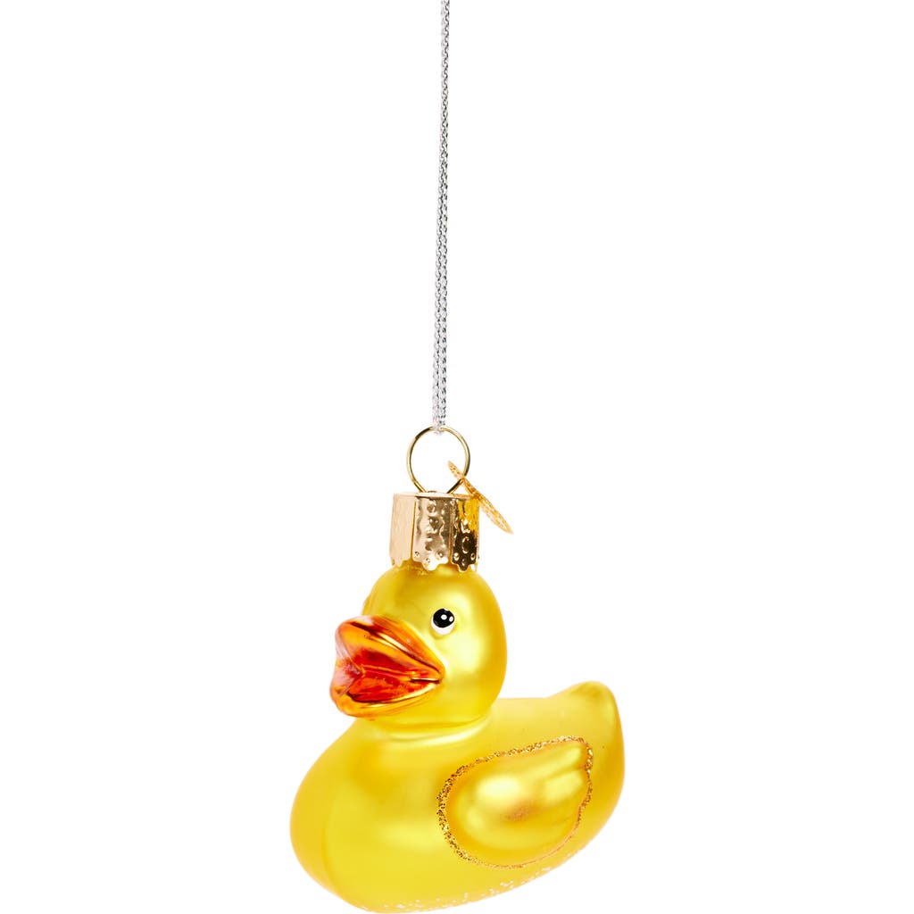 Old World Christmas Rubber Ducky Glass Ornament In Yellow/orange