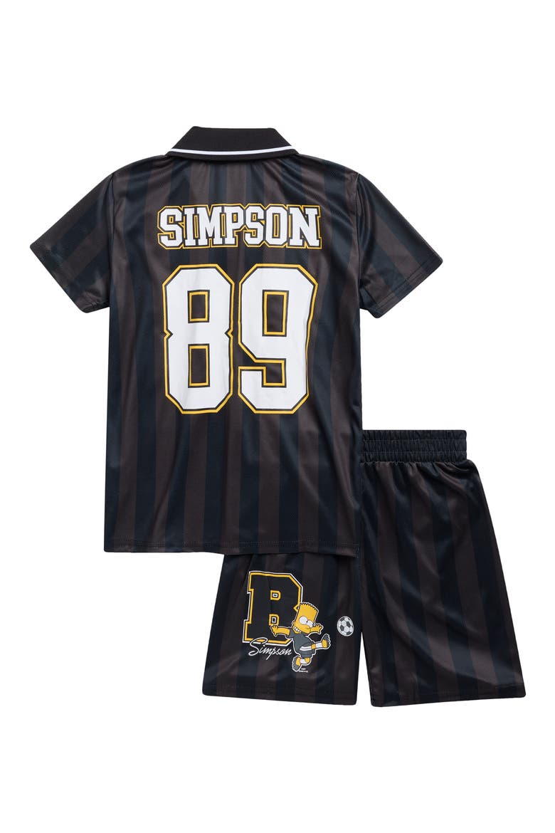 Kids' Bart Simpson Soccer Johnny Collar Jersey & Shorts Set, Alternate, color, BLACK