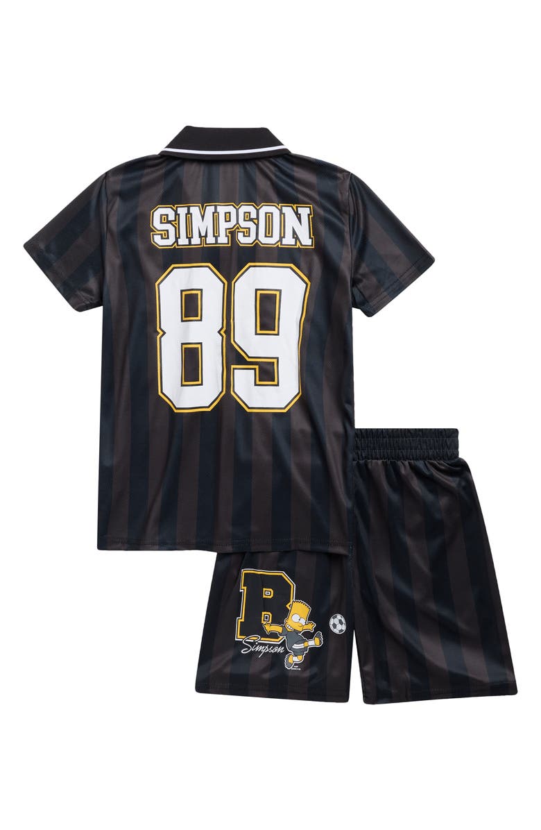 Freeze Kids' Bart Simpson Soccer Johnny Collar Jersey & Shorts Set, Alternate, color, Black