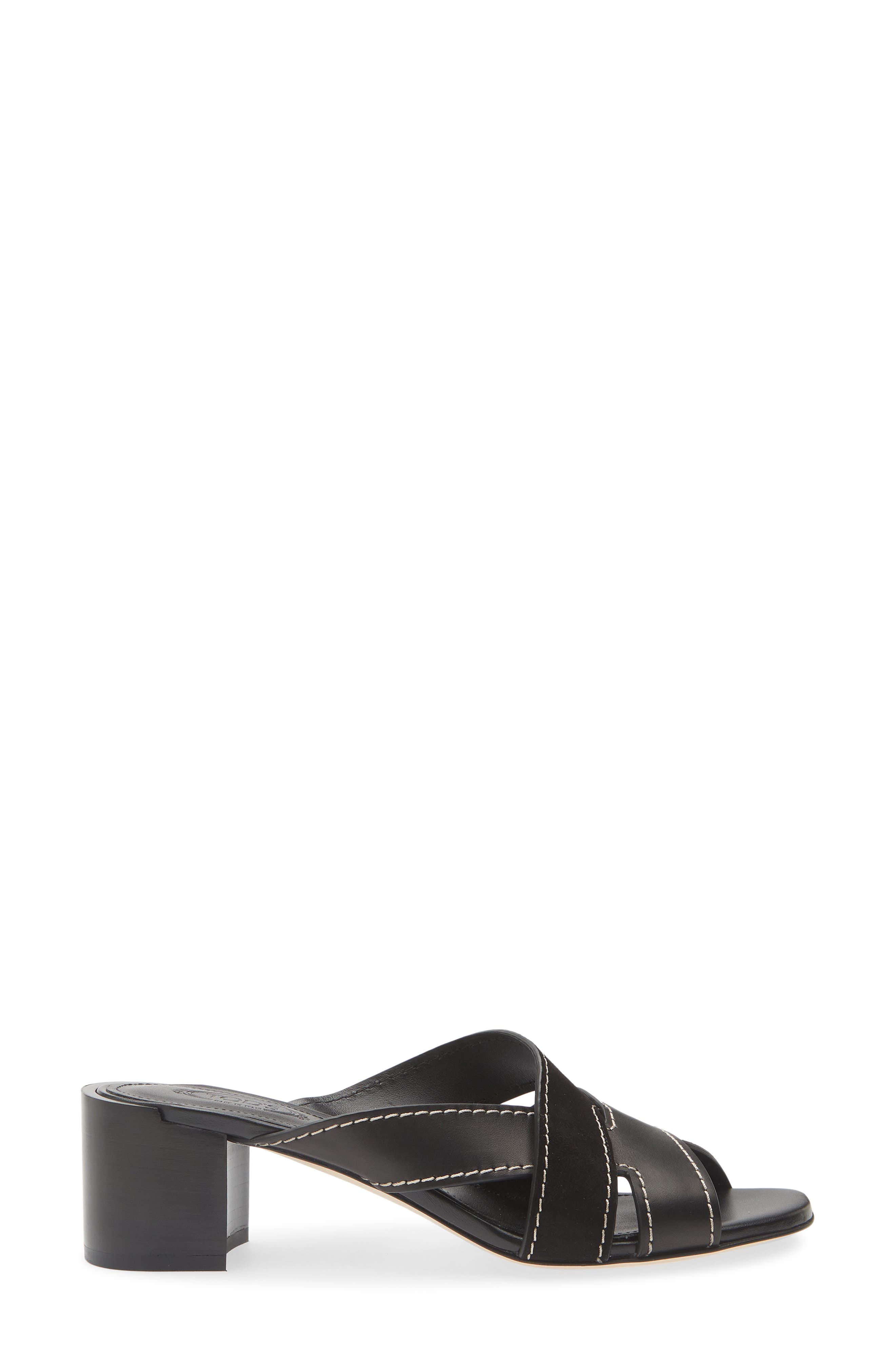Tod's T-Bands Block Heel Sandal, Alternate, color, Nero