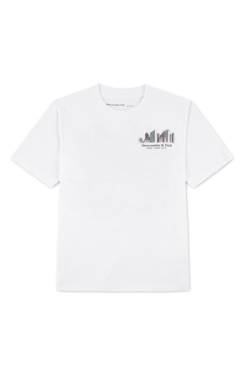 abercrombie kids Kids' NYC Sketch Graphic T-Shirt, Main, color, Bright White