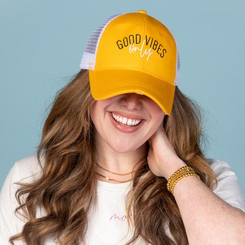 Totalee Gift Good Vibes Only Baseball Hat Cotton Yellow In Yellow