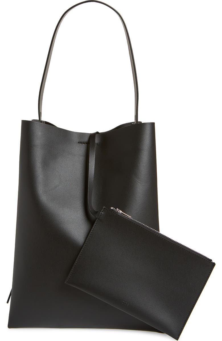 COS Folded Leather Shopper, Alternate, color,