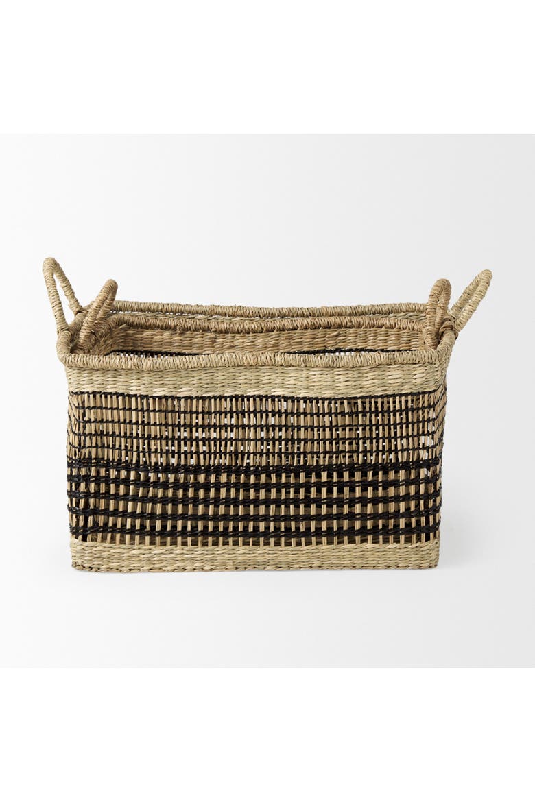 Nia Set of 2 Seagrass Rectangular Basket with Handles, Alternate, color, Brown