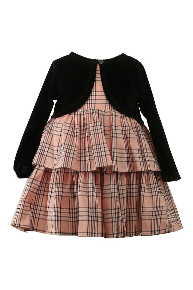 Kids' Check Print Sleeveless Tiered Party Dress, Main, color, PINK MULTI
