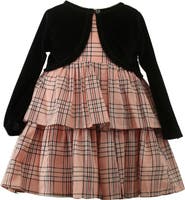 Popatu Kids' Check Print Sleeveless Tiered Party Dress