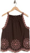 T Tahari Contrast Embroidered Tank