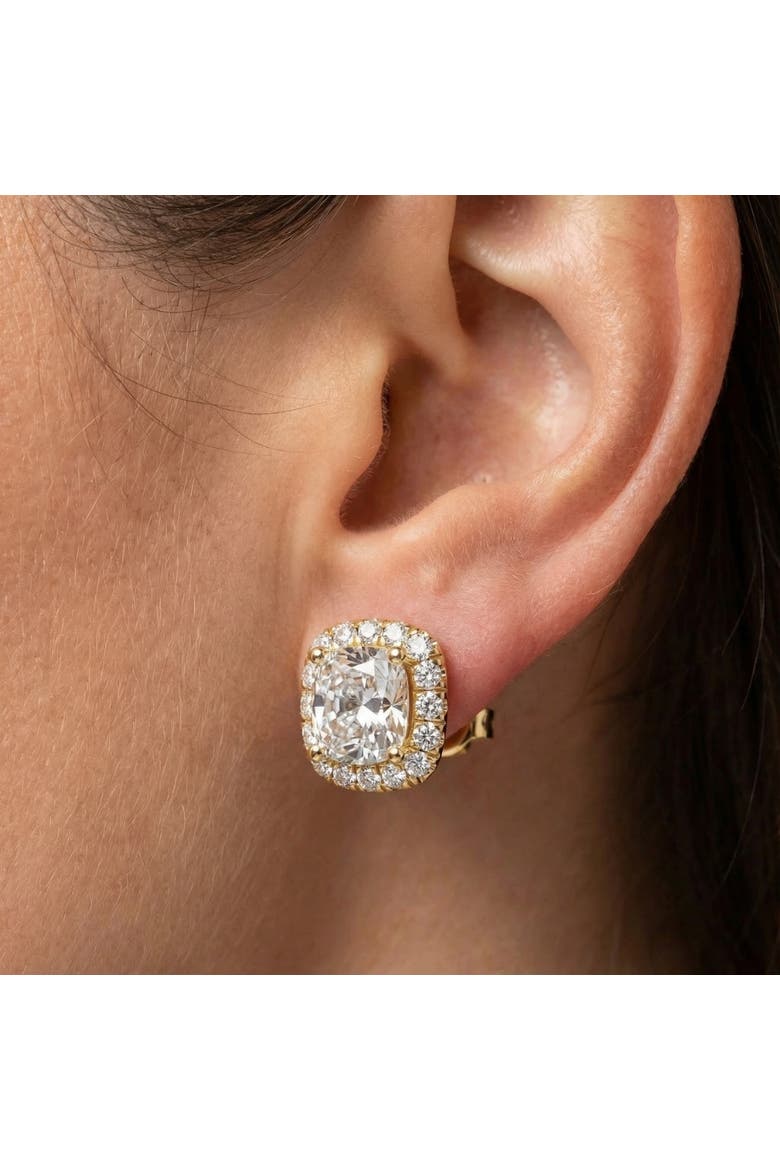 Certified 5.80Ct Cushion Cut Diamond Halo Studs 14k Gold Women's Earrings, Alternate, color, 14k Yellow Gold
