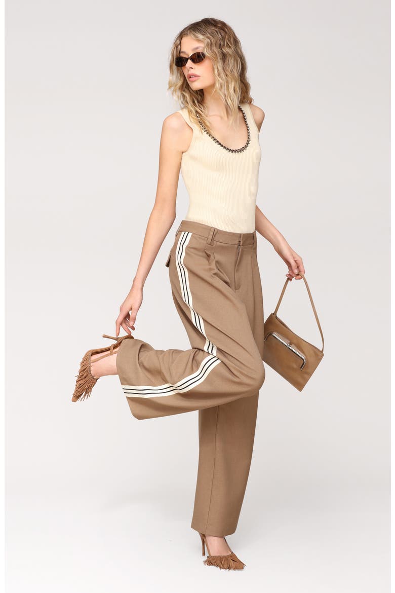 Pleated Mid Rise Wide Leg Pants, Alternate, color, TAN