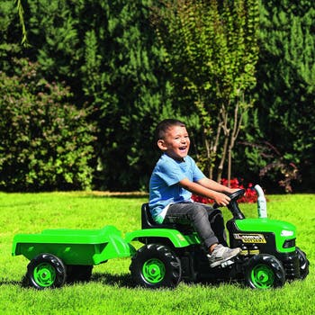 Pedal Operated Tractor W/Trailer Green Ages 3+