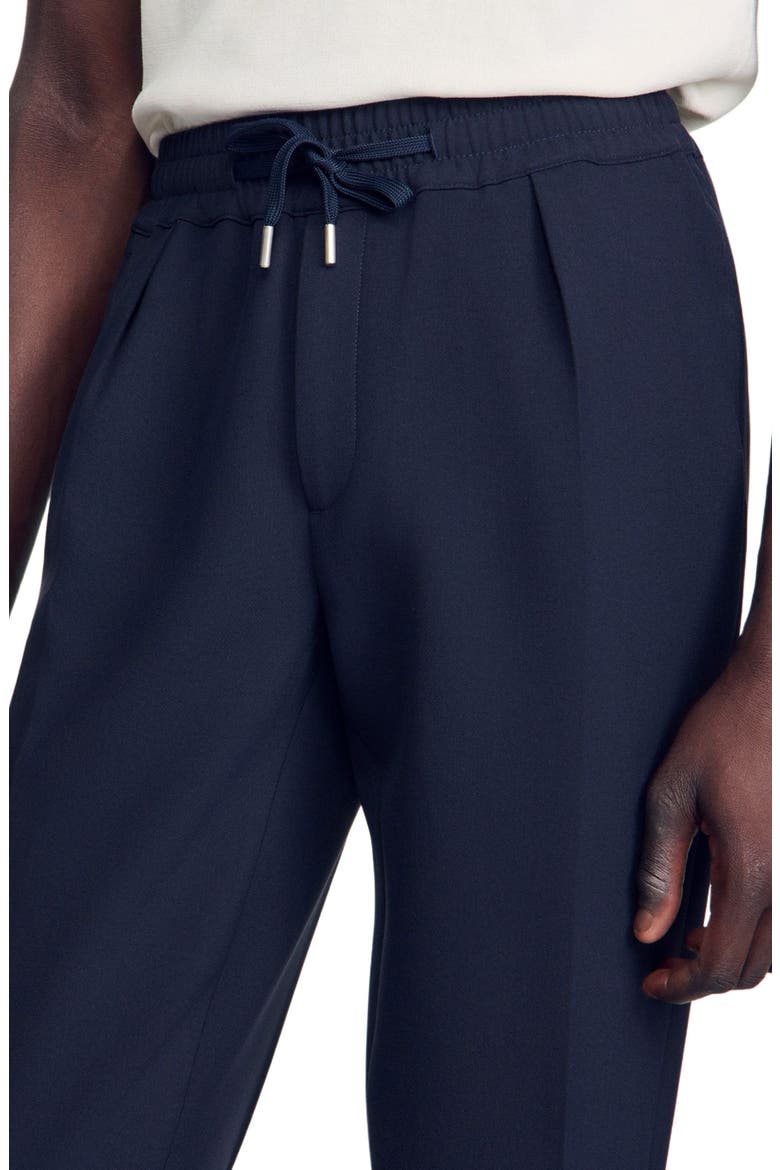 Elasticated straight-leg trousers, Alternate, color, Navy blue