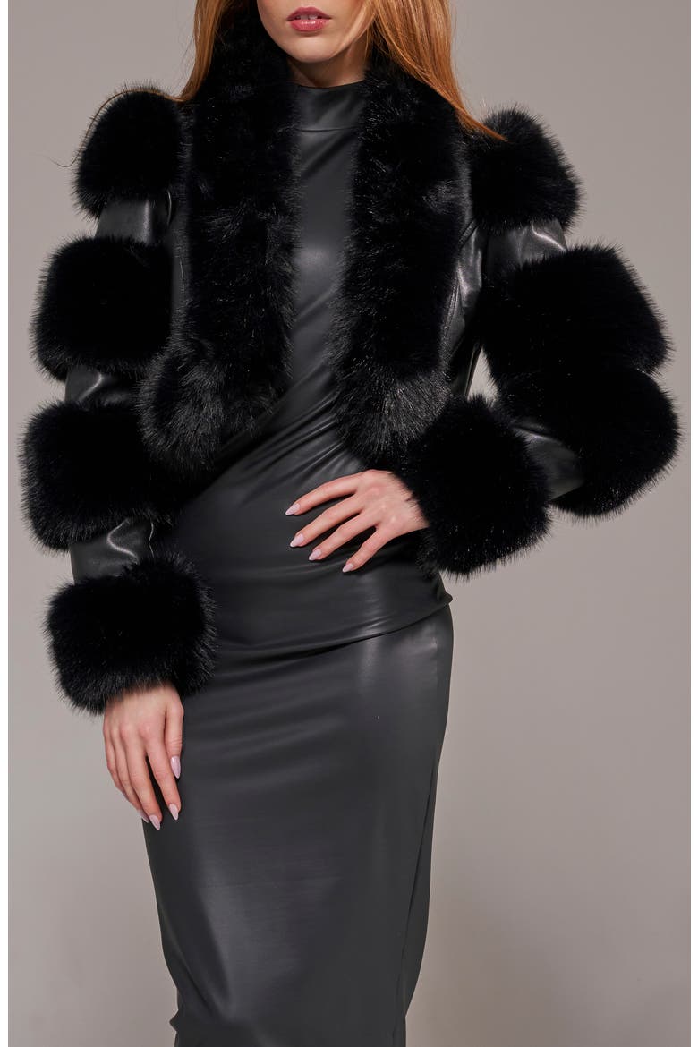 Loverboy Faux Leather Moto Jacket with Faux Fur Trim, Alternate, color, BLACK