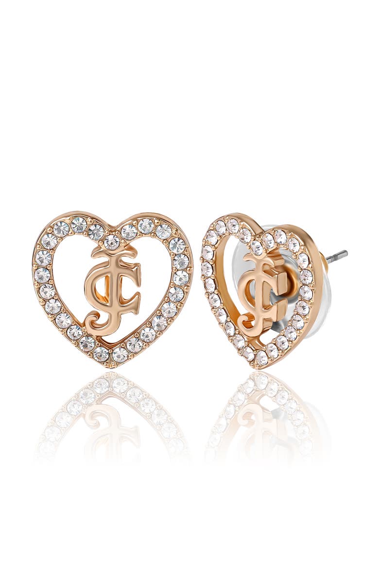 Juicy Couture Gold-Tone Pavé Heart Necklace & Stud Earrings Set, Alternate, color, 