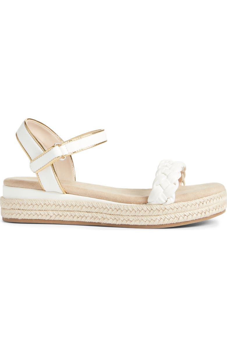 Yosi Samra Kids' Miss April Ankle Strap Espadrille Platform Wedge Sandal, Alternate, color, White/ Gold