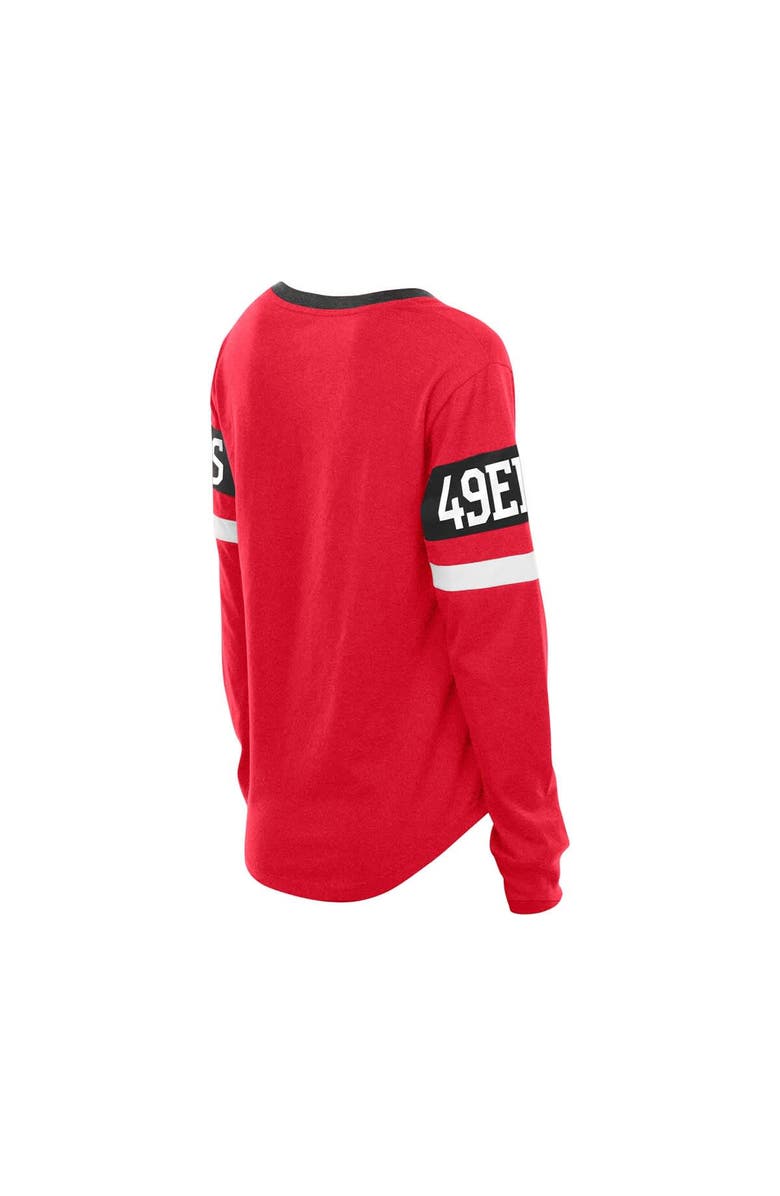 New Era Women's New Era Scarlet San Francisco 49ers Throwback Lace-Up Long-Sleeve T-Shirt, Alternate, color, Scarlet