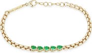 Zoë Chicco Emerald Pear Box Chain Bracelet