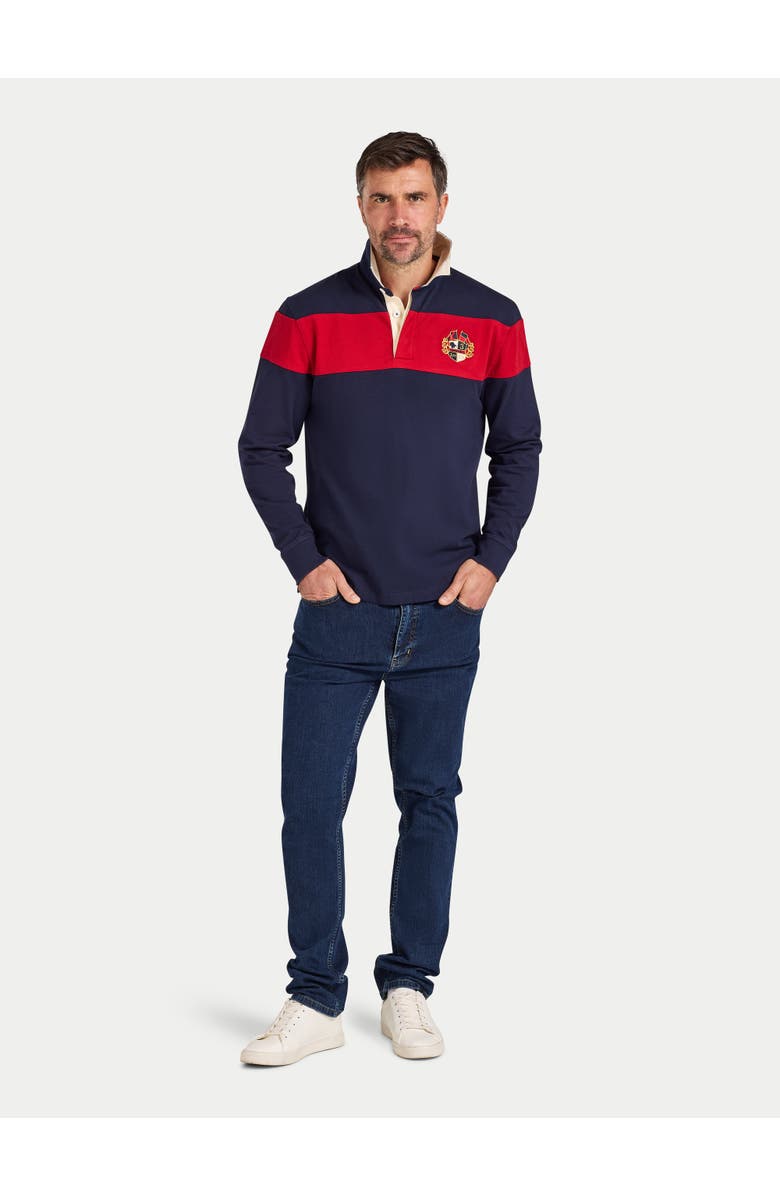 Raging Bull Long Sleeve Chest Panel Rugby Shirt, Alternate, color, Navy