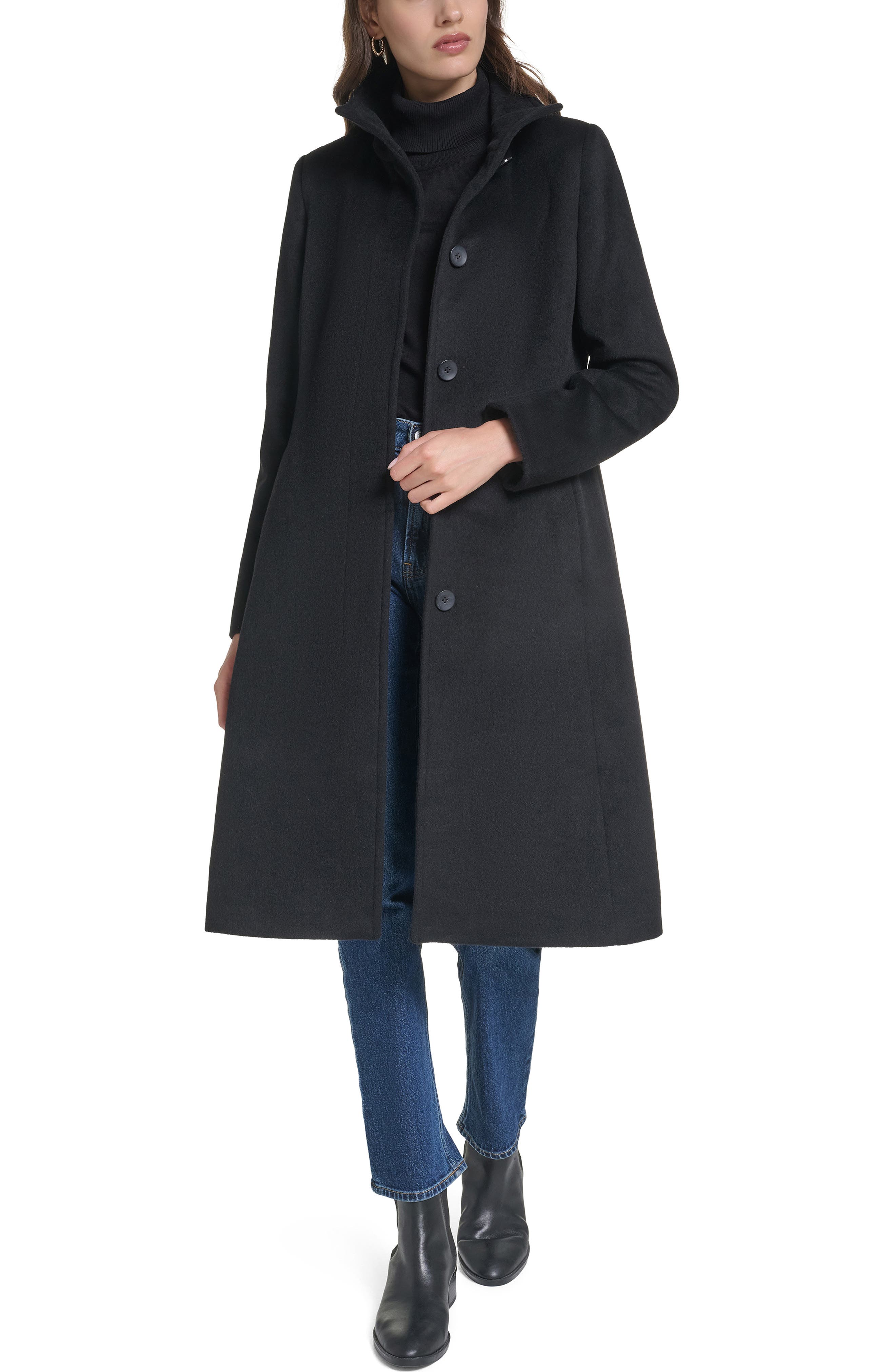 Cole Haan Stand Collar Wool Blend Coat (Women) | Nordstrom