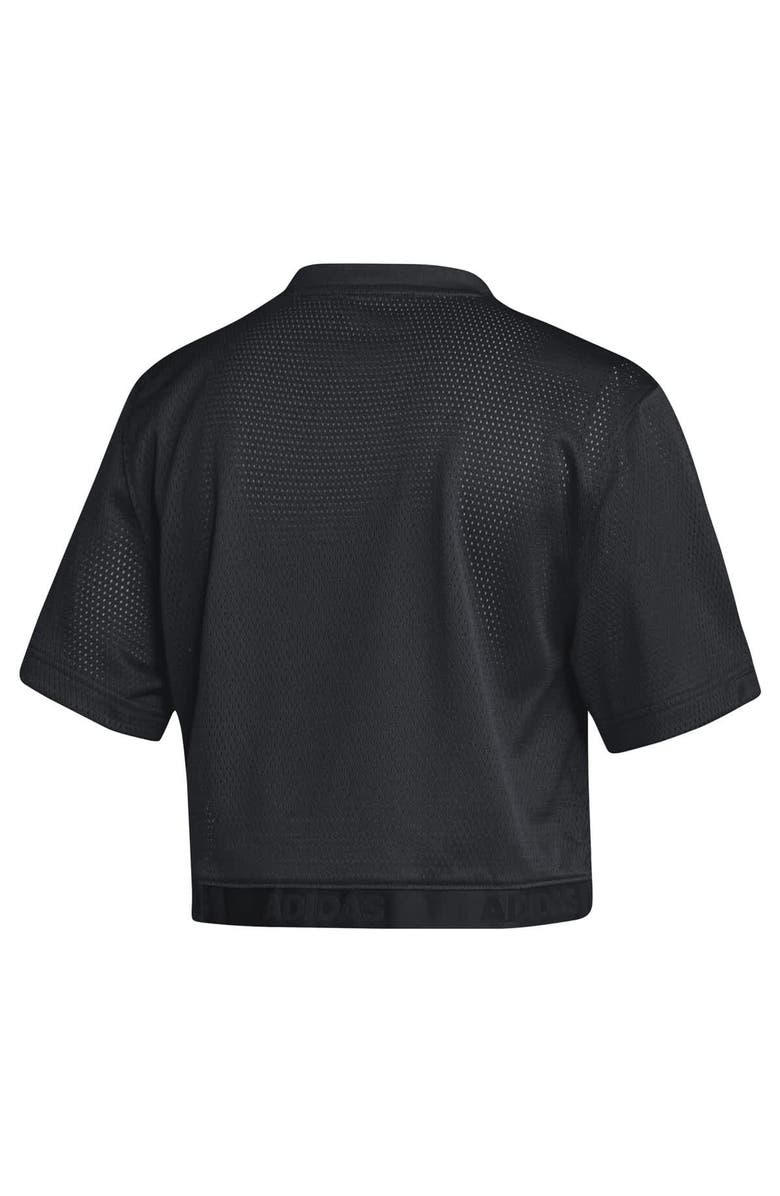 adidas Women's adidas Black Indiana Hoosiers Primegreen V-Neck Cropped Jersey, Alternate, color, Black