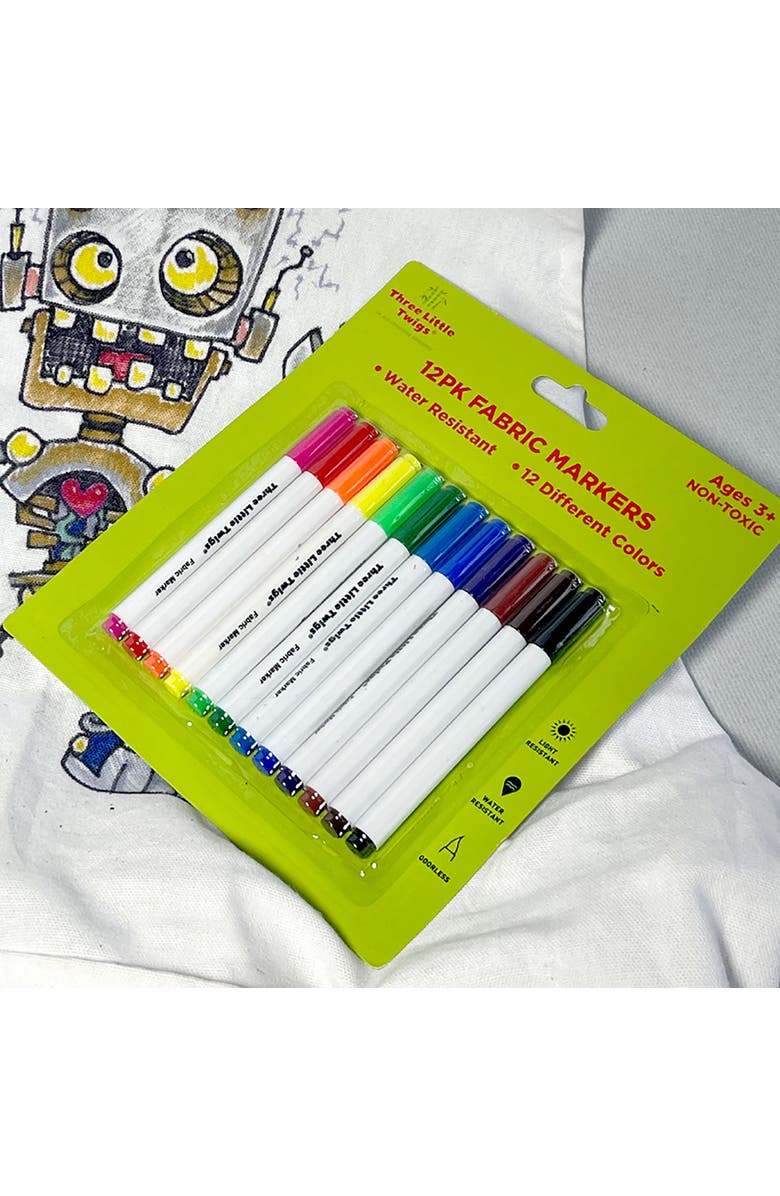 Three Little Twigs 12 Pack Fabric Markers & Canvas Apron, Alternate, color, Multicolored