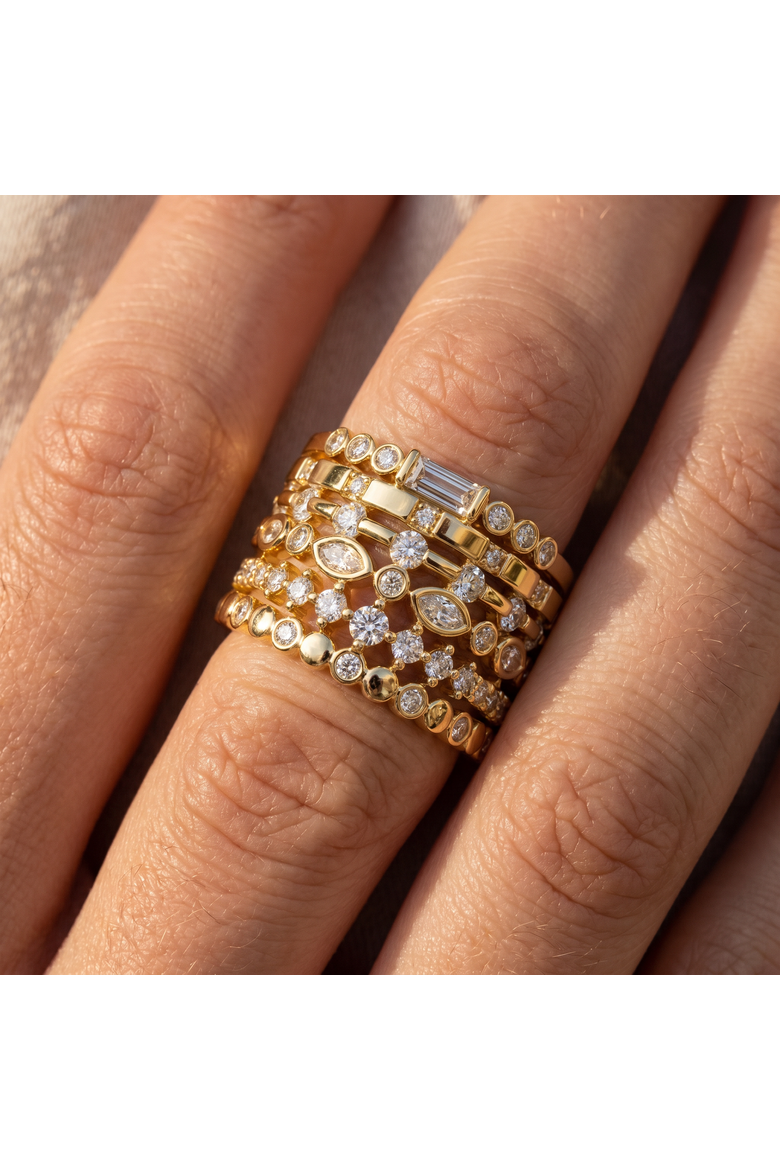 1Ct Stackable Diamond Ring Gold Lab Grown 12mm Wide, Alternate, color, 14k Rose Gold