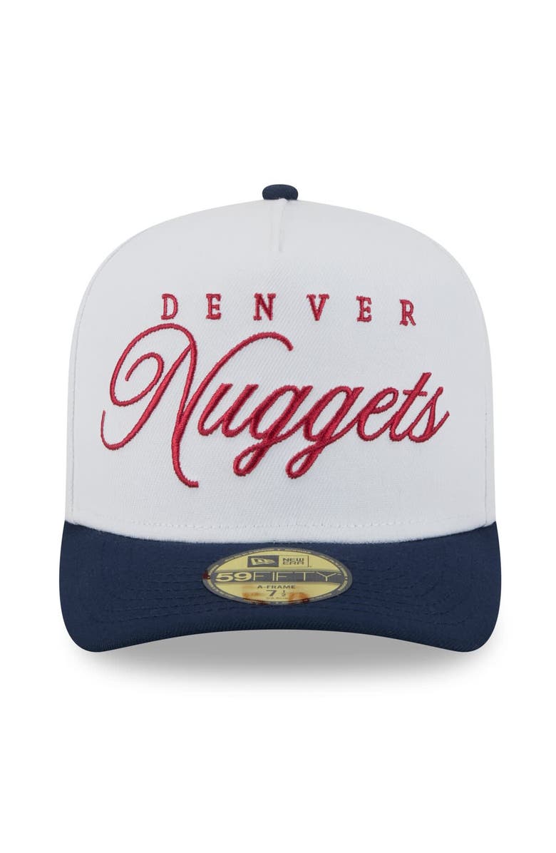 New Era Men's New Era White/Navy Denver Nuggets 2025 NBA Draft A-Frame 59FIFTY Fitted Hat, Alternate, color, White