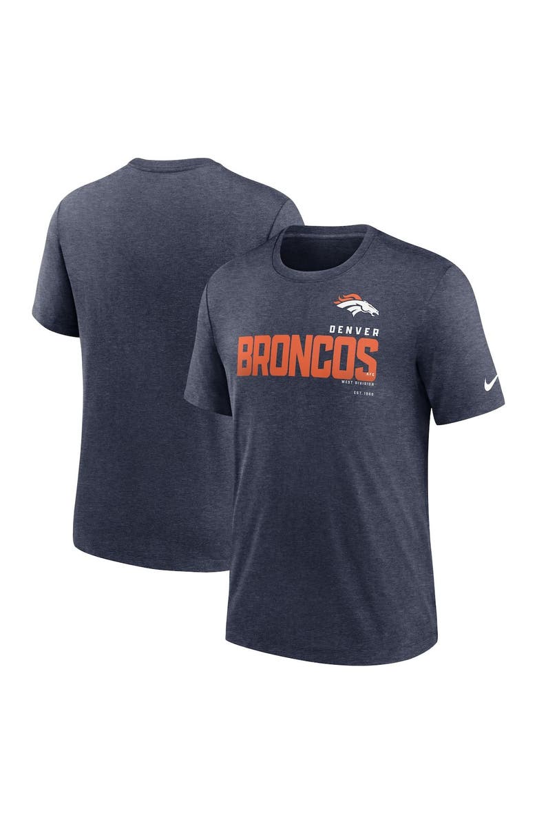 Nike Men's Nike Heather Navy Denver Broncos Team Tri-Blend T-Shirt, Main, color, Heather Navy