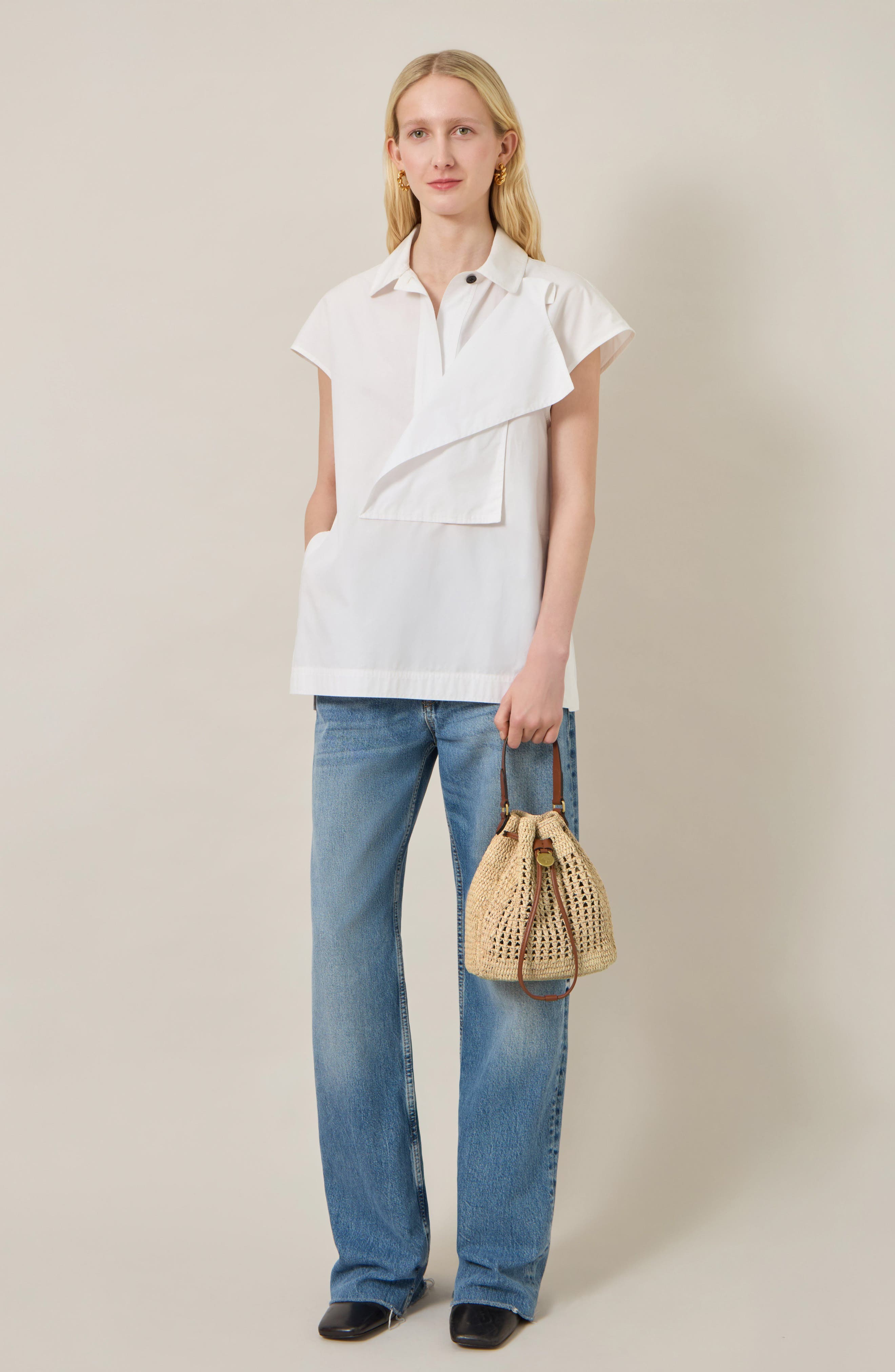 Small Crochet Raffia Bucket Bag, Alternate, color, NATURAL