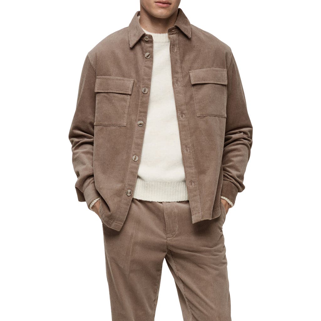Mango Regular Fit Corduroy Overshirt In Mink Grey