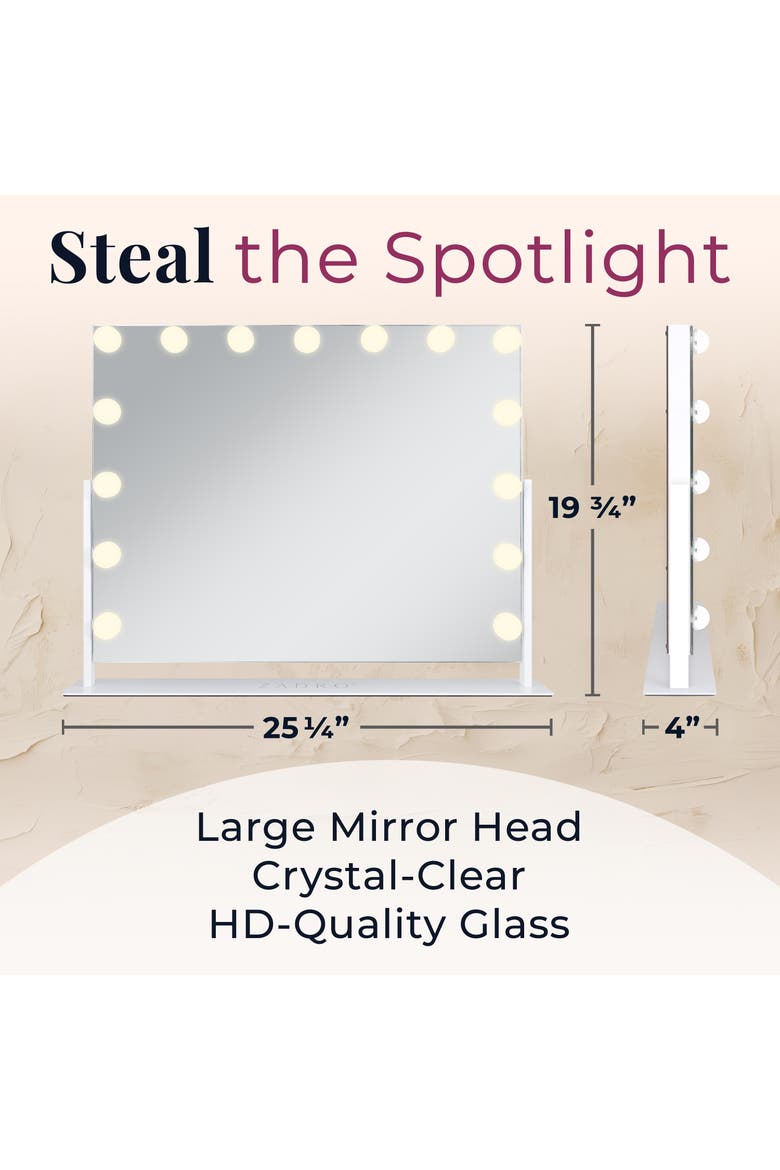Large Horizontal Hollywood Makeup Mirror with Lights, Alternate, color, Chocolate