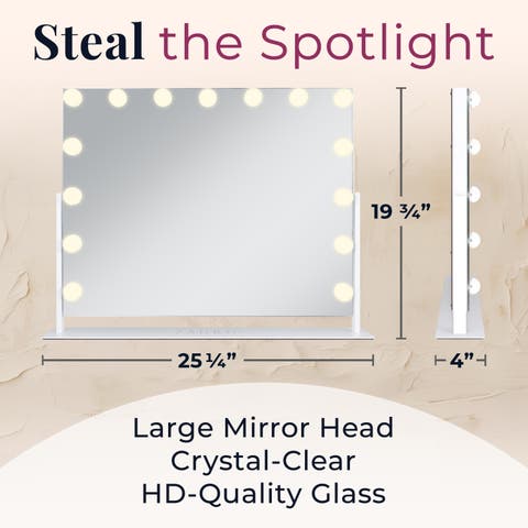 Large Horizontal Hollywood Makeup Mirror with Lights
