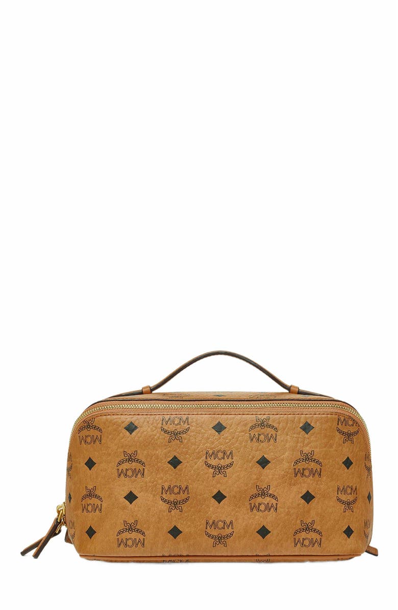MCM Ottomar Toiletry Bag in Visetos, Alternate, color, 
