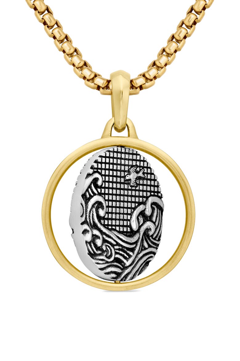 Water & Fire Duality Amulet in Sterling Silver with 18K Yellow Gold, Alternate, color, STERLING SILVER WITH 18K GOLD